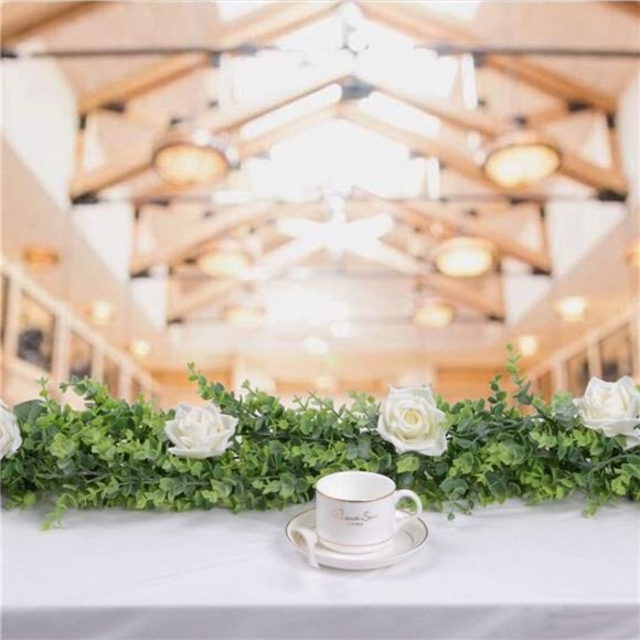 6 Pack Faux Eucalyptus Garland Plant, Artificial Vines Hanging Eucalyptus Leaves - Picture 2 of 7